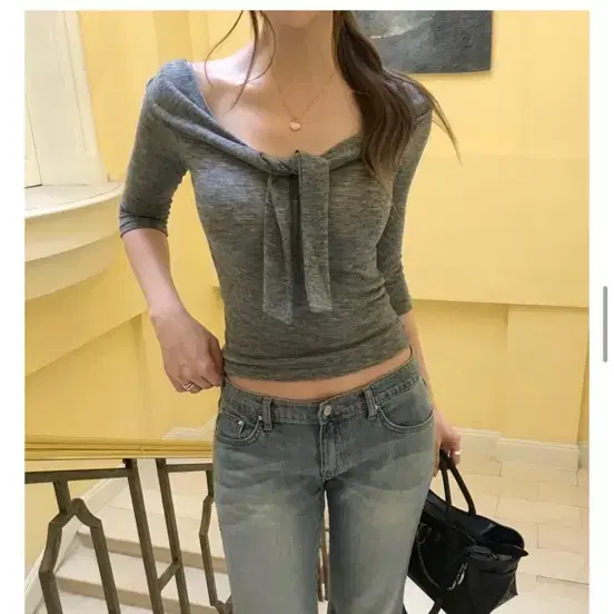 온즈 제작 Libet tee 7부 타이 티셔츠 하객룩 데이트룩