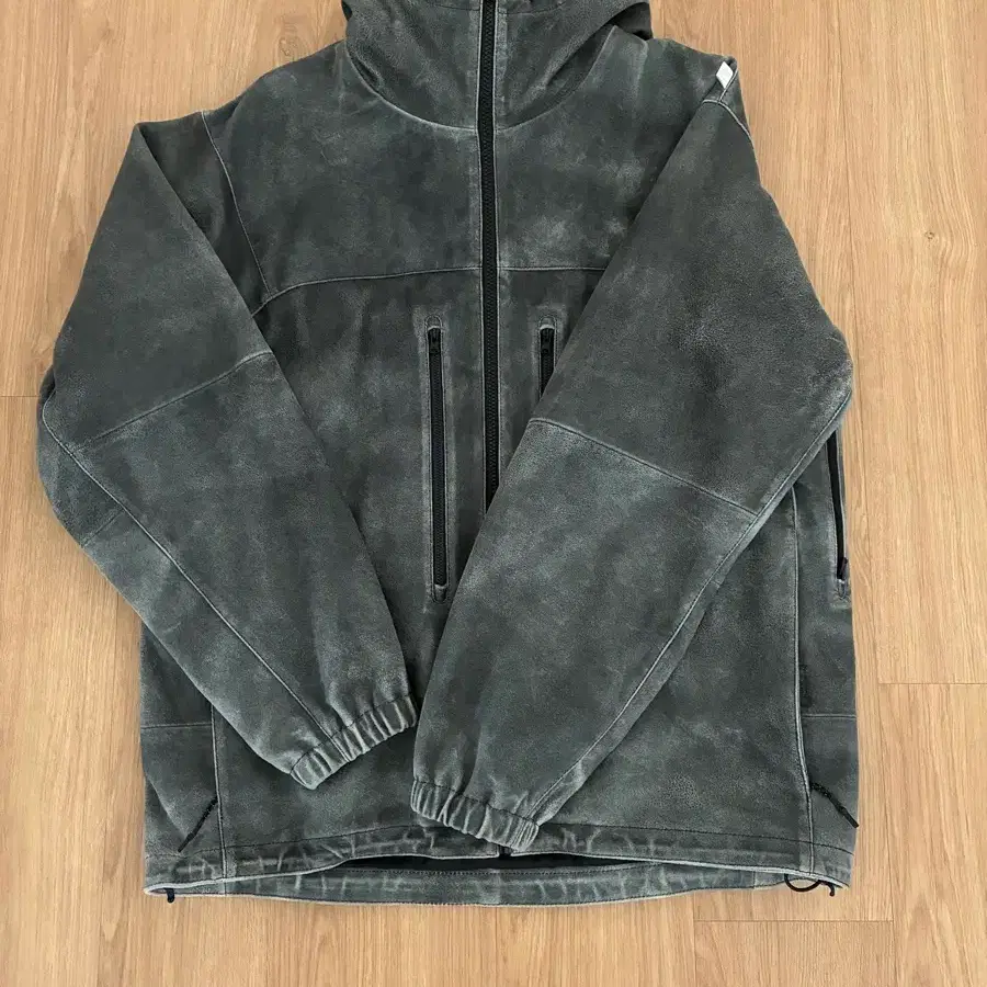 패치선데이 washed leather hooded jacket black XL