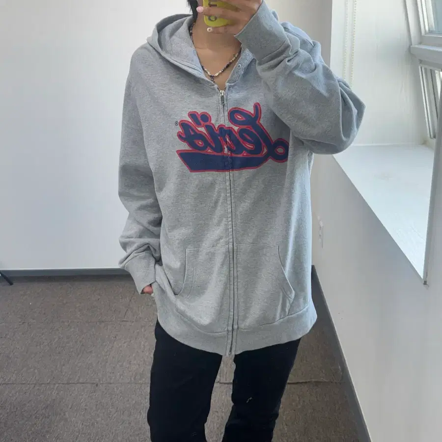 Levis 리바이스 레터링 로고 그레이 후드집업