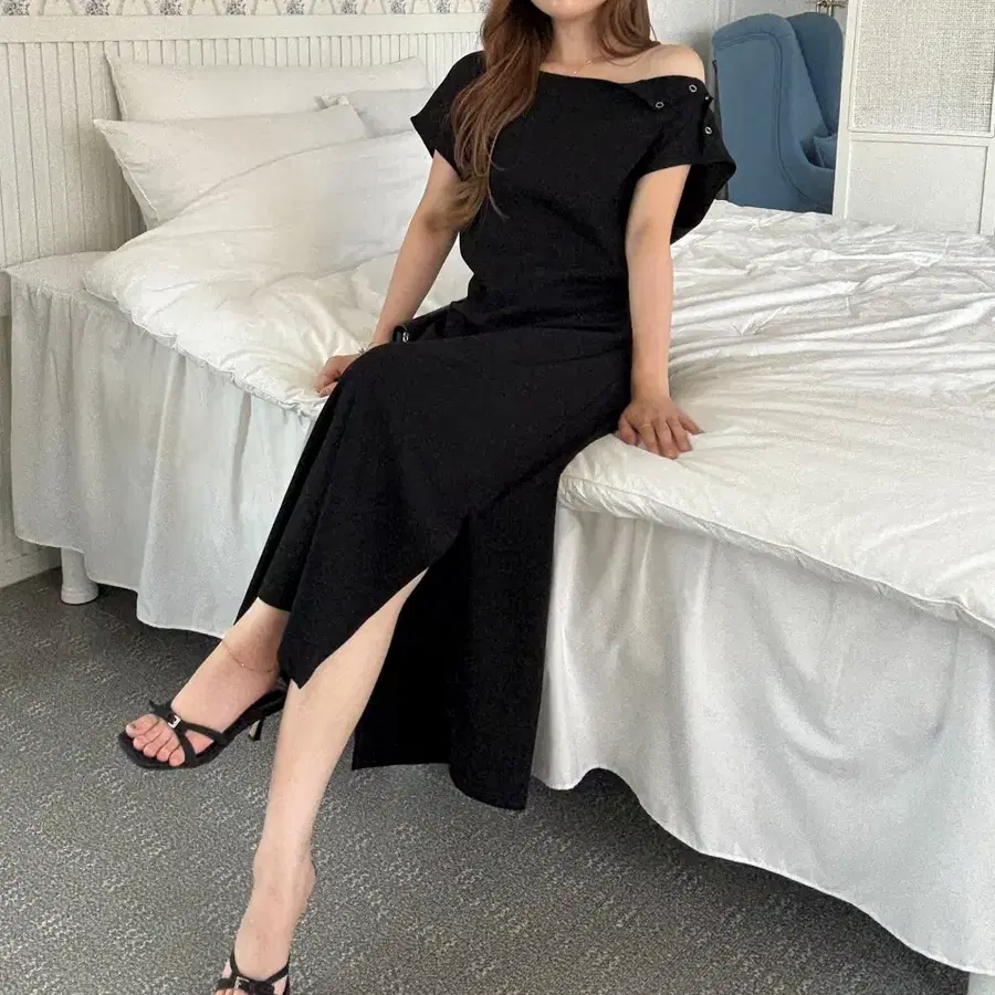 새상품) 여름 오프숄더 원숄더 반팔 롱원피스 빅사이즈 박스핏 동남아 여행룩 임부복 바캉스룩