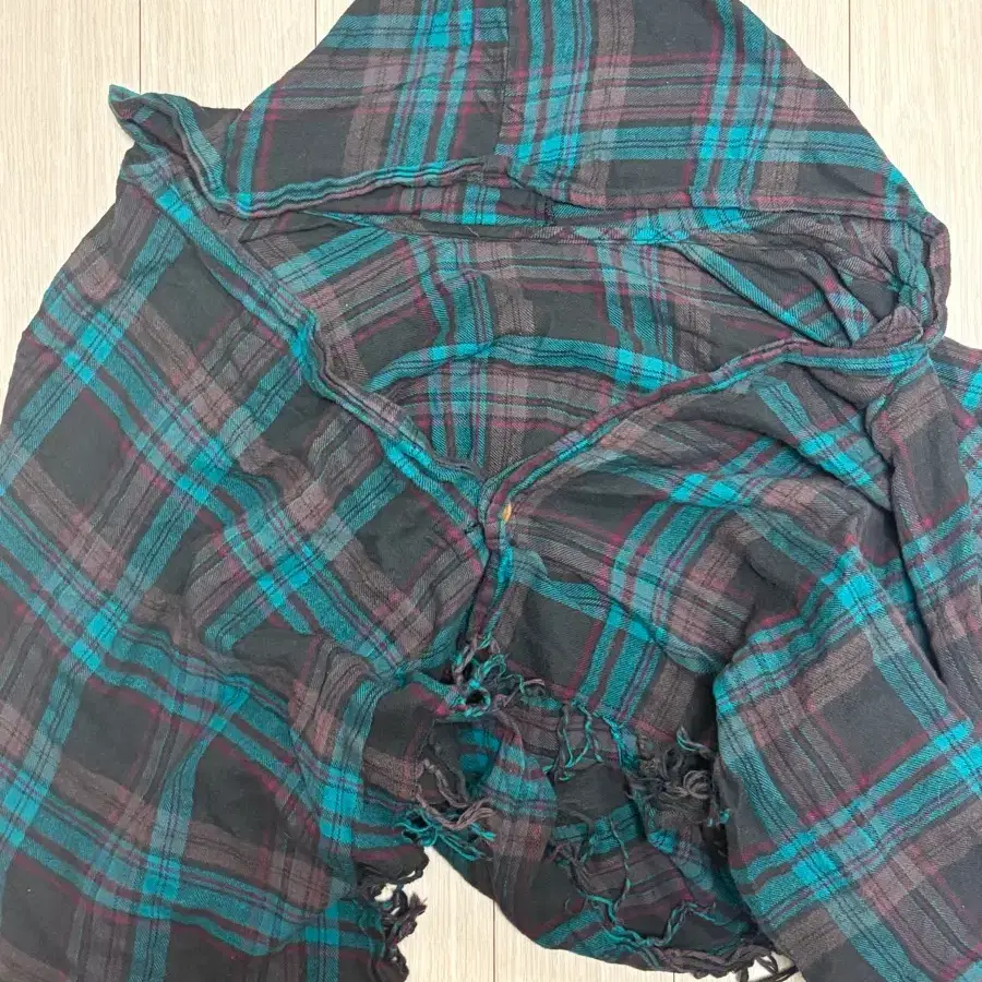 빈티지 체크무늬 숄 머플러 케이프