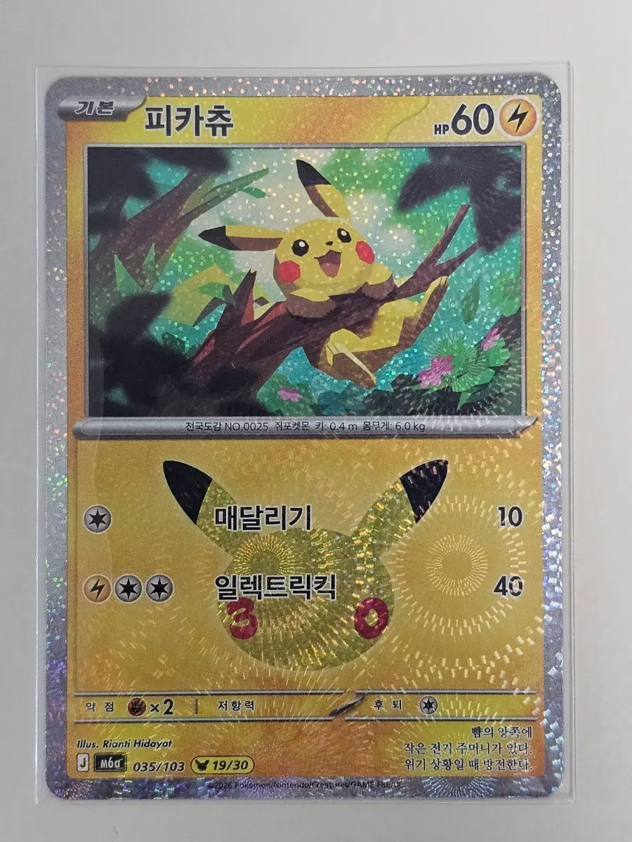 당일발송) 30주년 포켓몬 카드 피카츄 19번 m6a 035/103