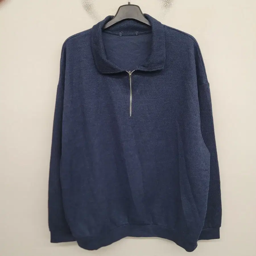 [120/4XL] 바이모노 반집업 골지 카라 니트