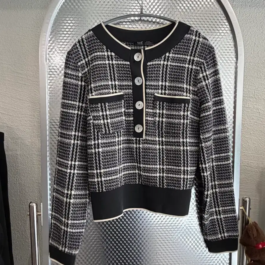 자라 ZARA TRF 여성 체크 니트 가디건 S