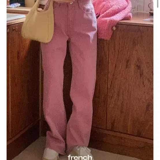 프렌치오브 파스텔 하이웨스트 와이드 코튼 바지 팬츠