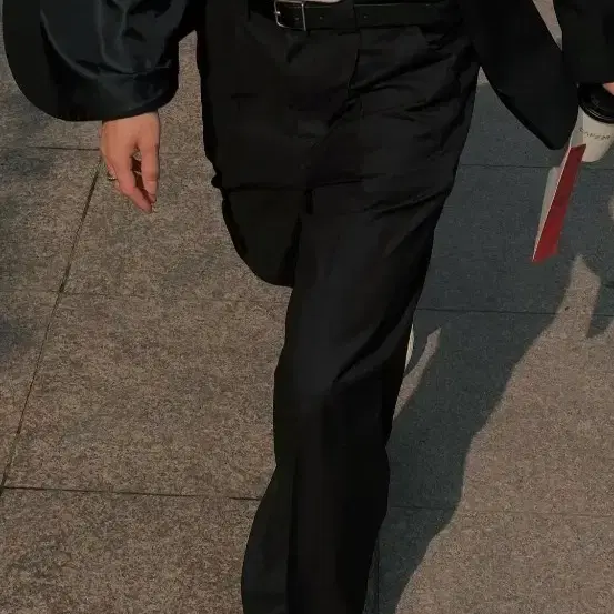 (새상품)시도 캐시미어 원 턱 롱 슬랙스 L