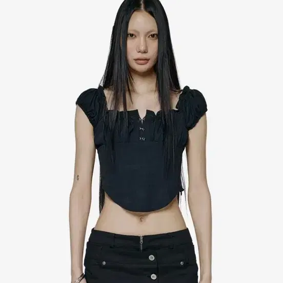 락케이크 커브라인 코르셋 블라우스 Curve Line Corset Blouse블랙 s
