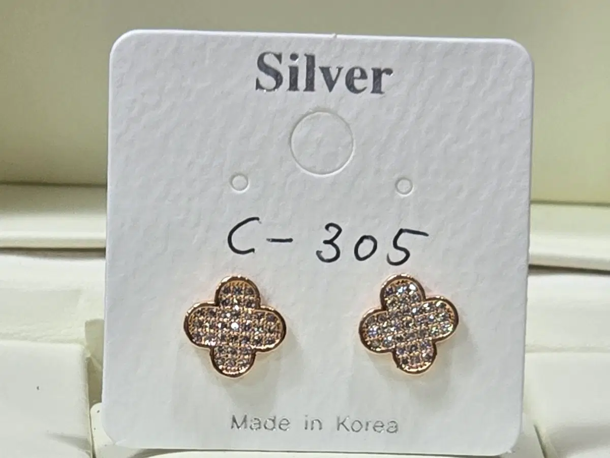 925은침 귀걸이 큐빅 C-305