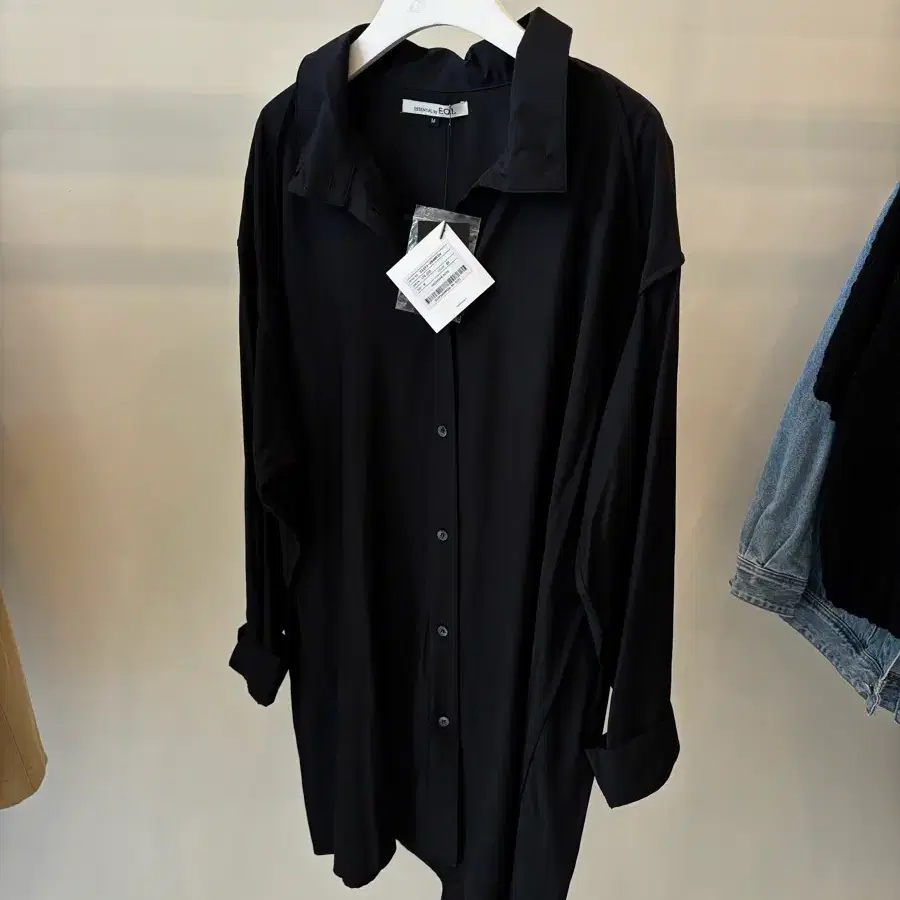 ESSENTIAL by EQL Long Henley Shirt Dress (Black)