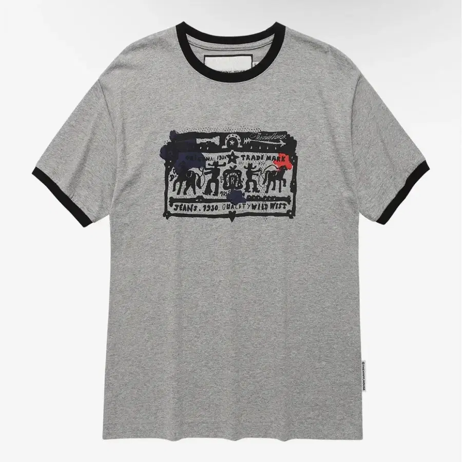 더바이닐하우스 COWBOY PICTOGRAM RINGER TEE GREY 링거티 반팔티 M