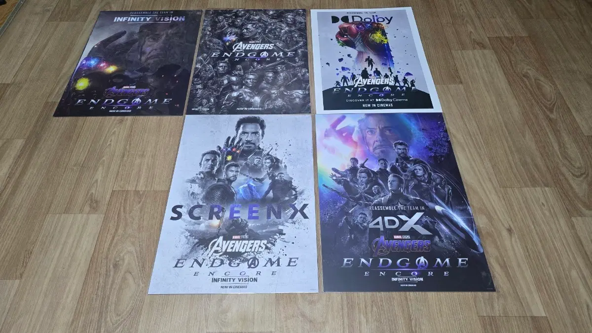 총6장 어벤져스:엔드게임 앙코르 인피니티 버전&SCRRENX/4DX/롯데시네마 특별관 포스터 2종 세트 (A3) 팝니다