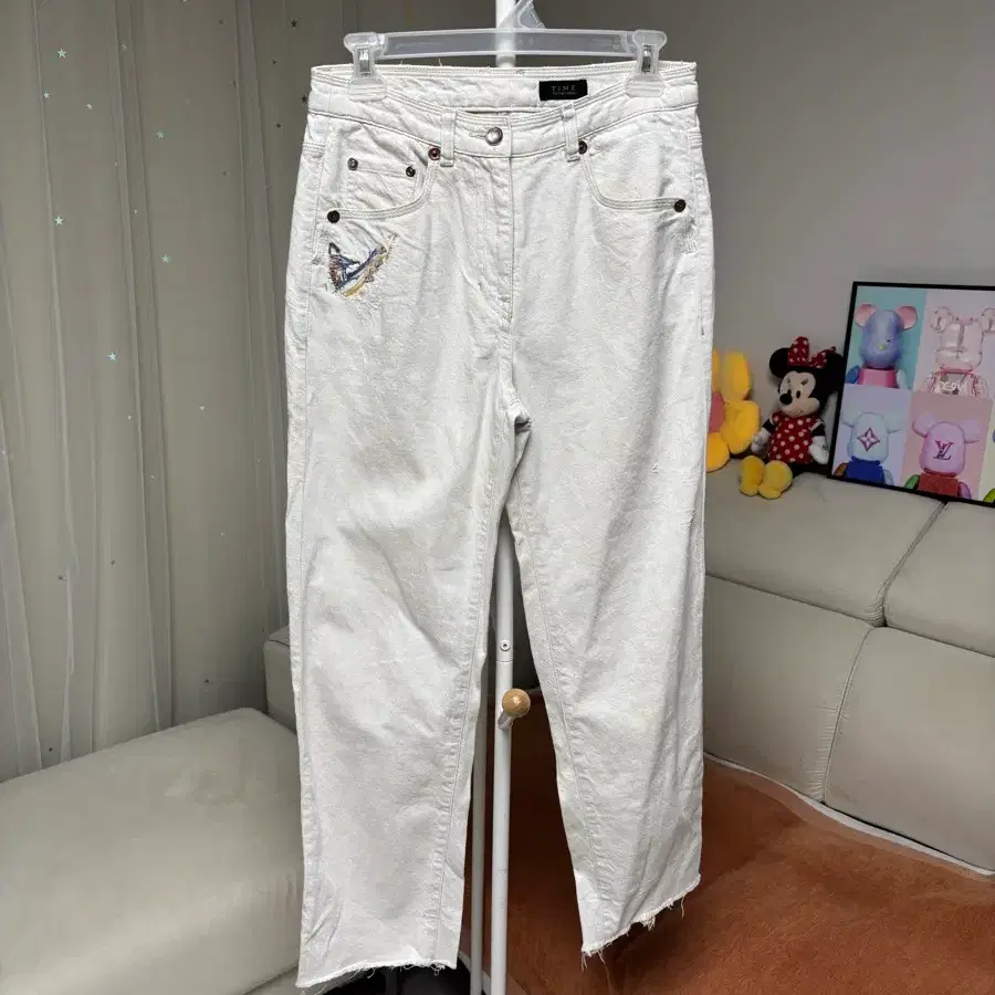타임 크림색 데님팬츠