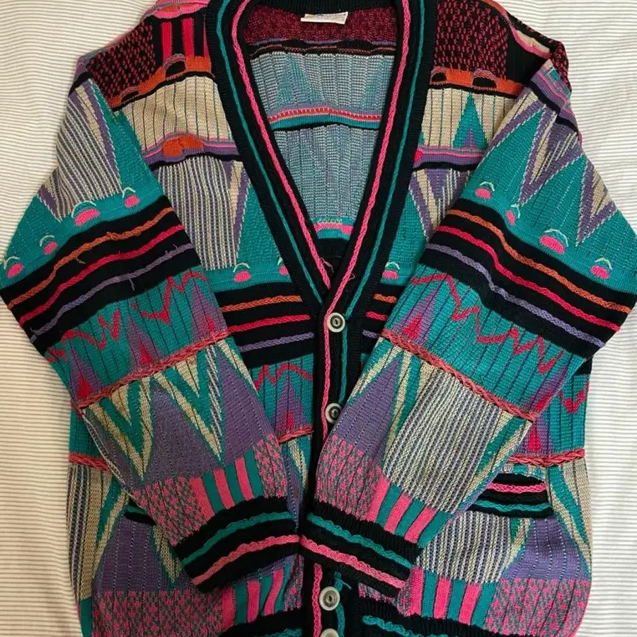 쿠지(COOGI) 멀티컬러 니트 가디건 M