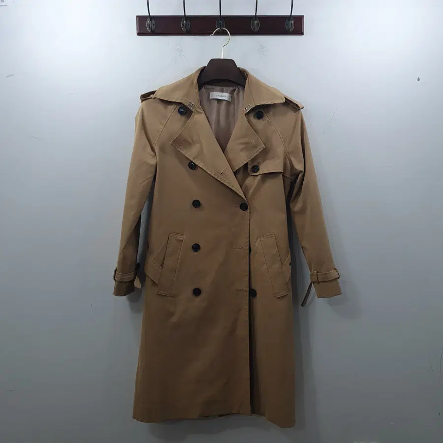 추55-66 J.CLOSET 여성 브라운 간절기 미디 트렌치코트 자켓