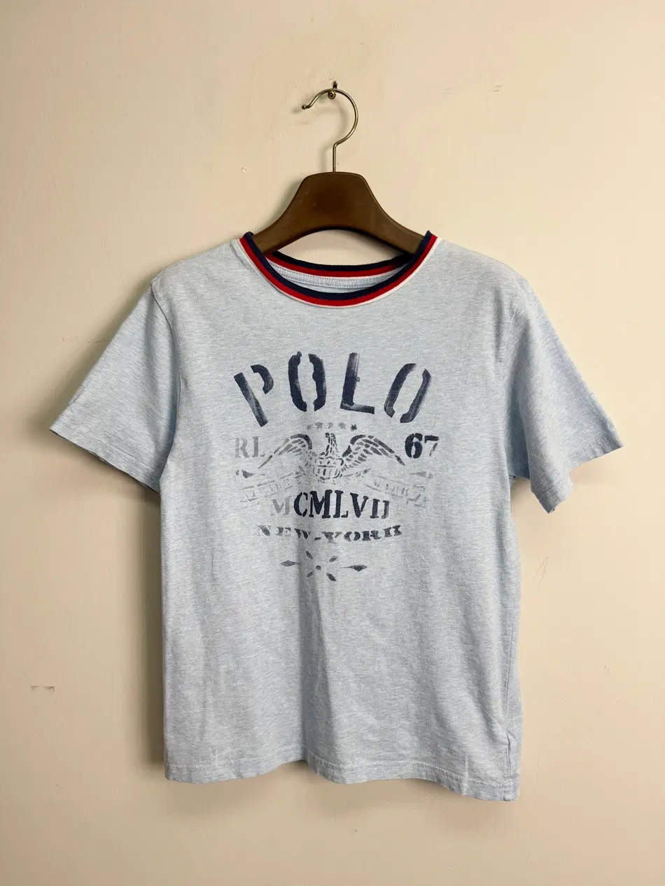 폴로 랄프로렌 키즈 (Polo Ralph Lauren Boys) 링거 넥 밀리터리 이글 그래픽 반팔 티셔츠 (표기 M 10-12 / 국내 여성 44-마른 55 추천)