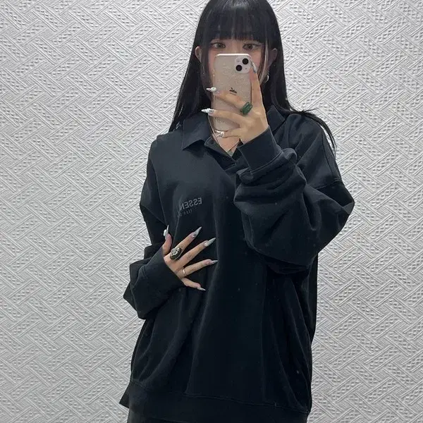 피어오브갓 빈티지 캐주얼 오버핏 카라 롱슬리브 맨투맨 L C14914