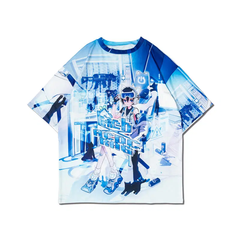 ACDC RAG 사이버 캣 오버사이즈 티셔츠 BLUE ONE SIZE