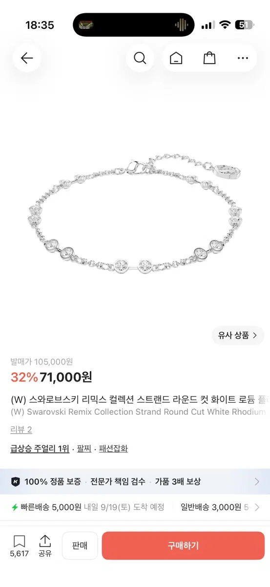 (W) 스와로브스키 리믹스 컬렉션 스트랜드 라운드 컷 화이트 로듐 플래팅