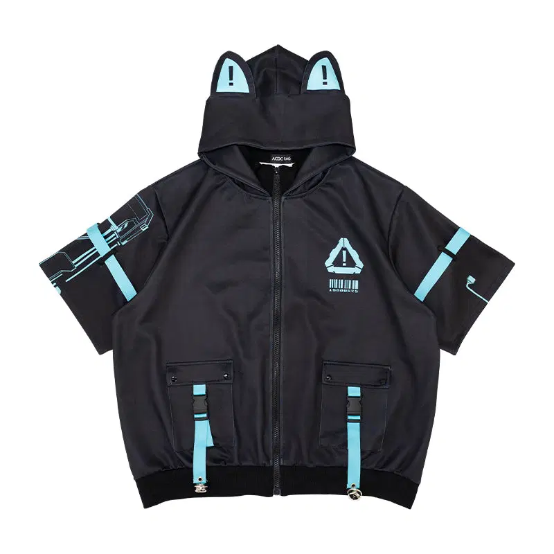 ACDC RAG 에러 코드 반팔 후드 재킷 BLACK/BLUE ONE SIZE