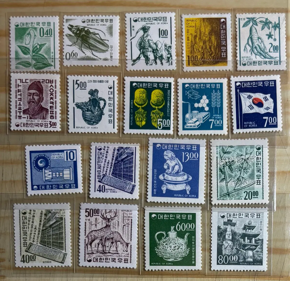 제2차국산백지18종, 단편우표, 보통우표, 1966-1969년