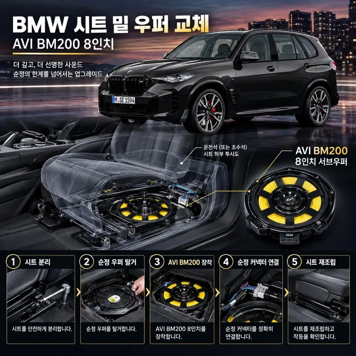 BMW AVI BM200 8인치 서브우퍼 bmw스피커