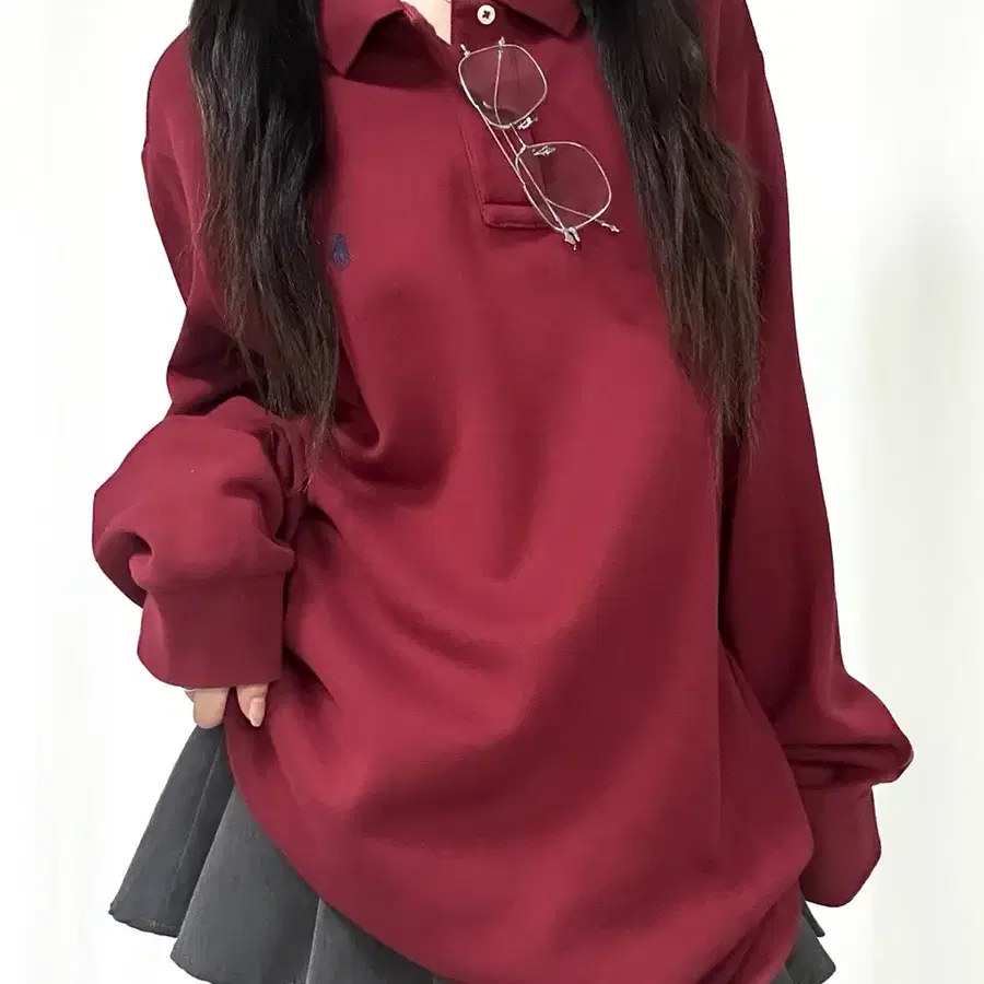 폴로 딥레드 카라넥 롱슬리브