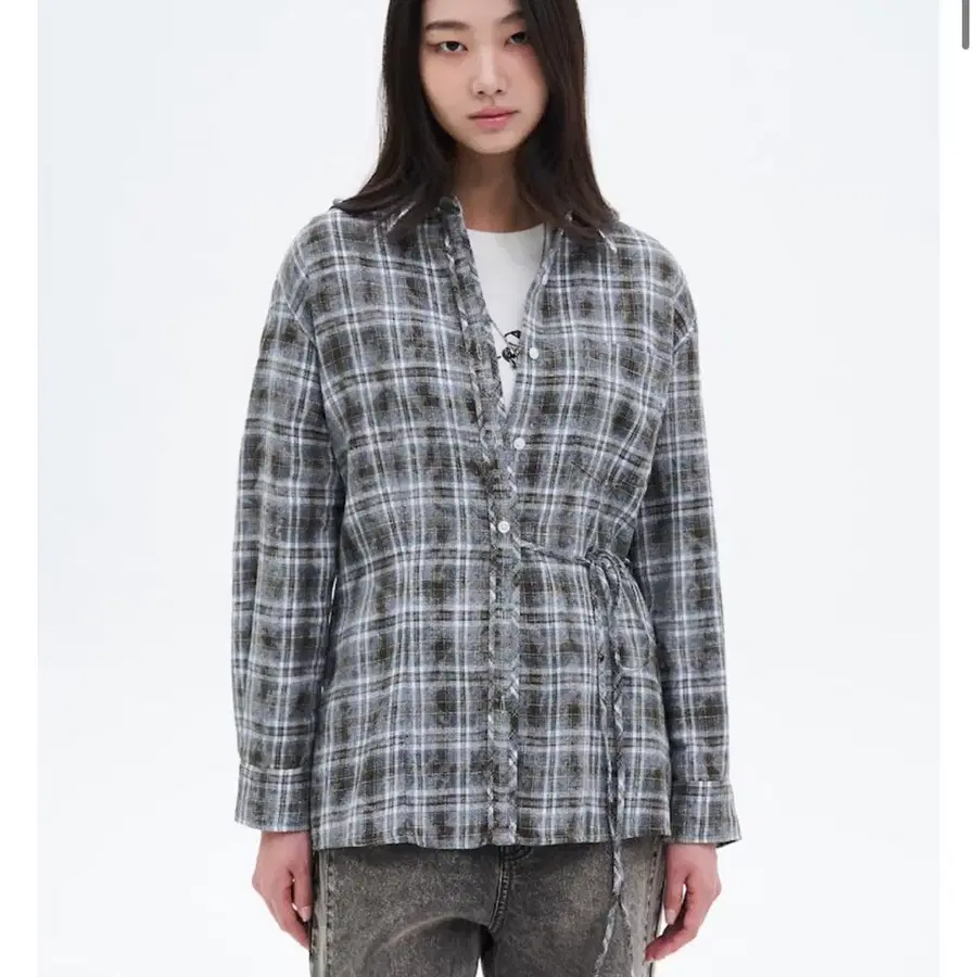 에잇세컨즈 빈티지 체크 오버핏 셔츠 M