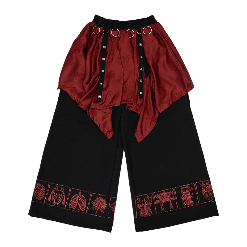 ACDC RAG 가라쿠타 하카마 와이드 팬츠 BLACK/RED ONE SIZE