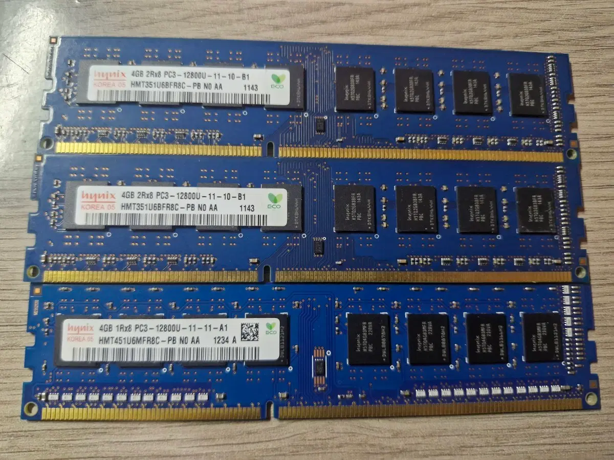 하이닉스 4GB PC3-12800 램 메모리카드 3개