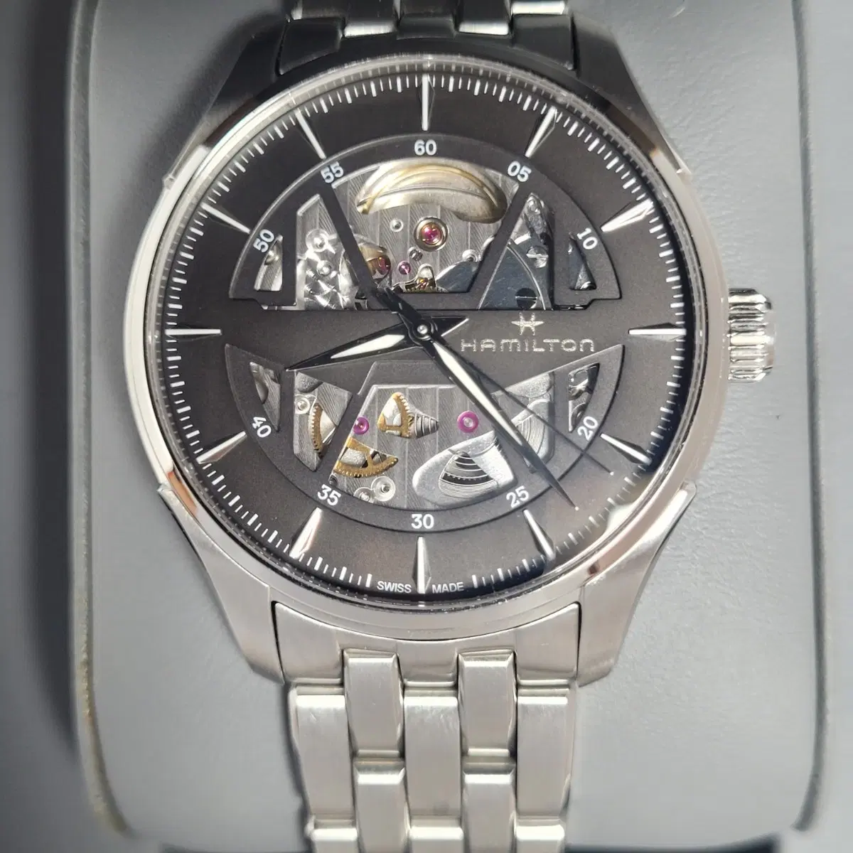 해밀턴 재즈마스터 스켈레톤 블랙 오토매틱 40mm