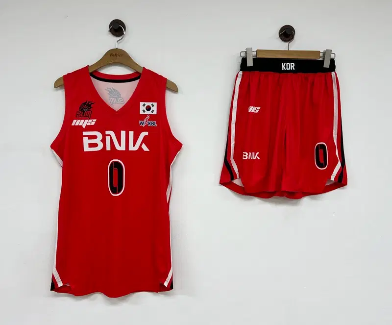 7.WKBL nys 부산 BNK 썸 여자프로농구단 홈유니폼 상하 L #0