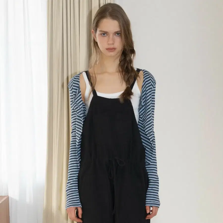 헤더먼트 stripe jersey cardigan blue