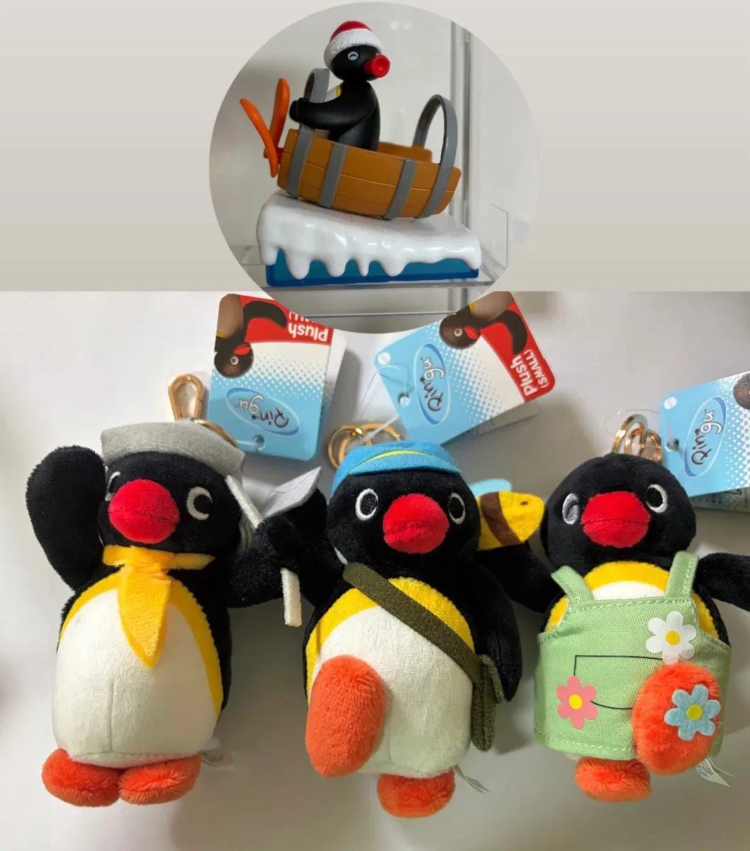 핑구 인형키링(3종)+피규어(1종) 일괄