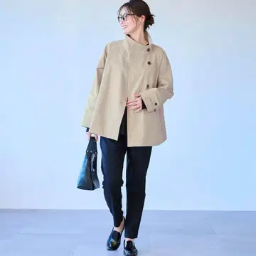 벨메종 발수 방 꽃가루 숏 기장 코트 라이트 그린 L 사이즈