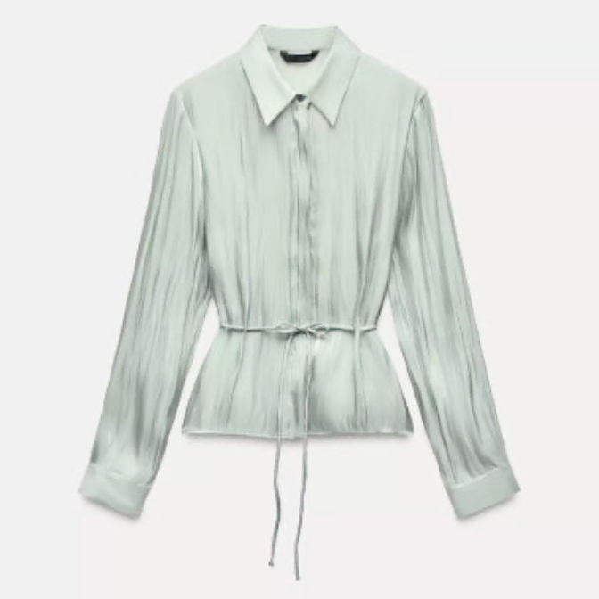 ZARA 새틴 벨트 블라우스 XS