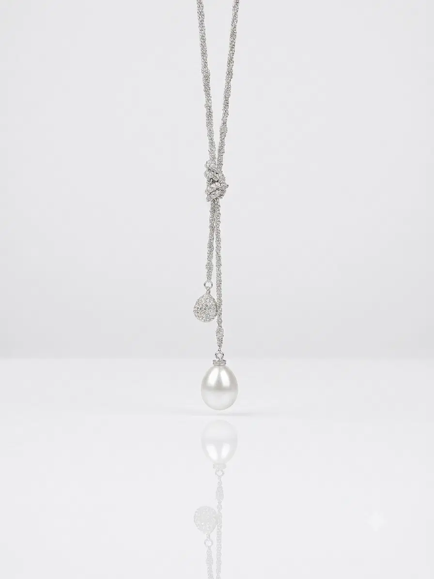 진주 드롭 스카프 목걸이 / 90cm