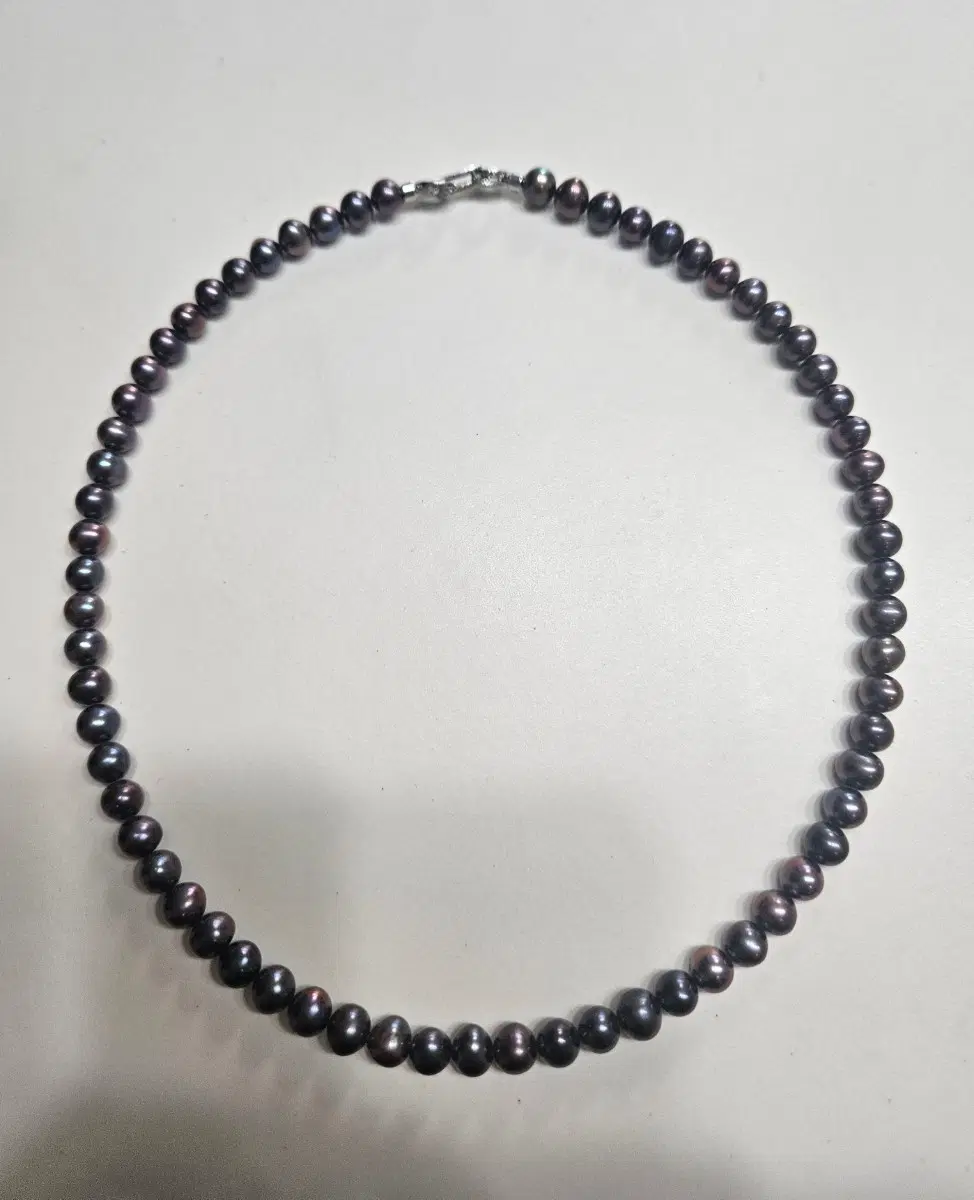 천연 담수 흑진주 목걸이, 42cm