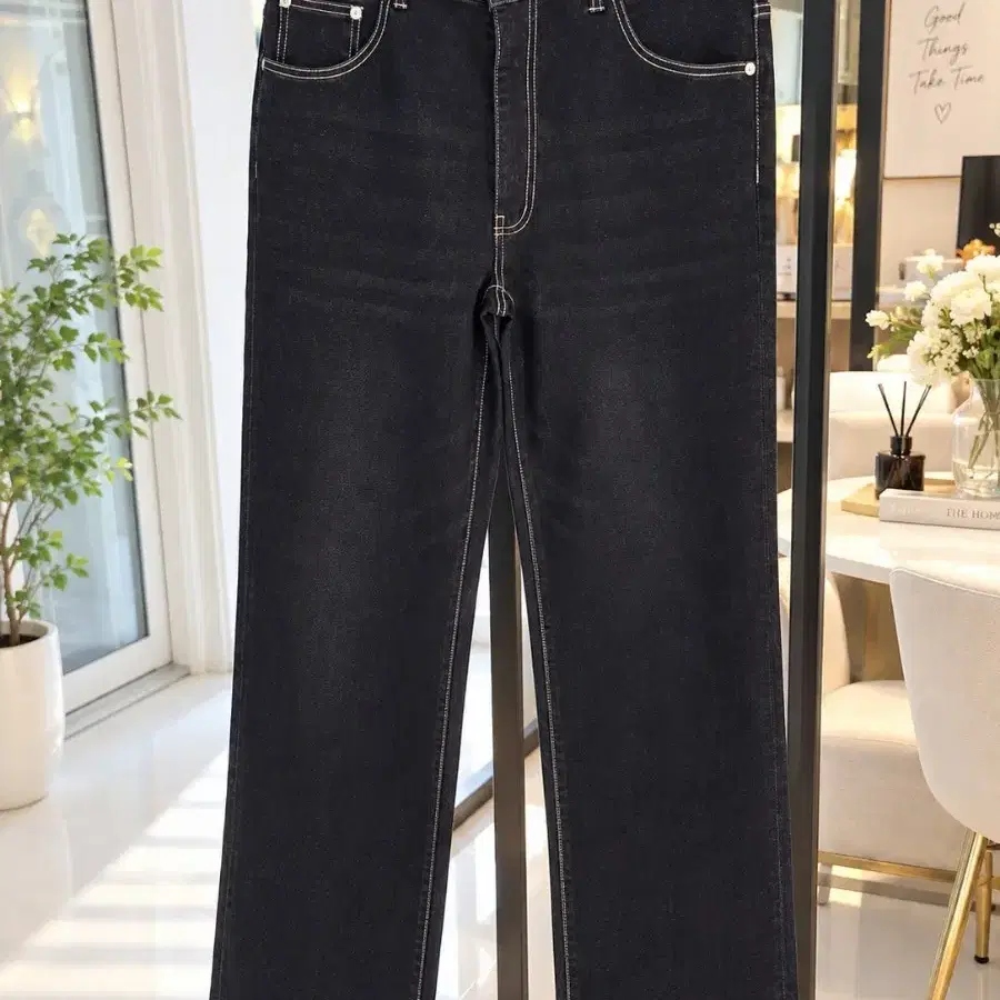 스마일진스 와이드 데님 팬츠 블랙