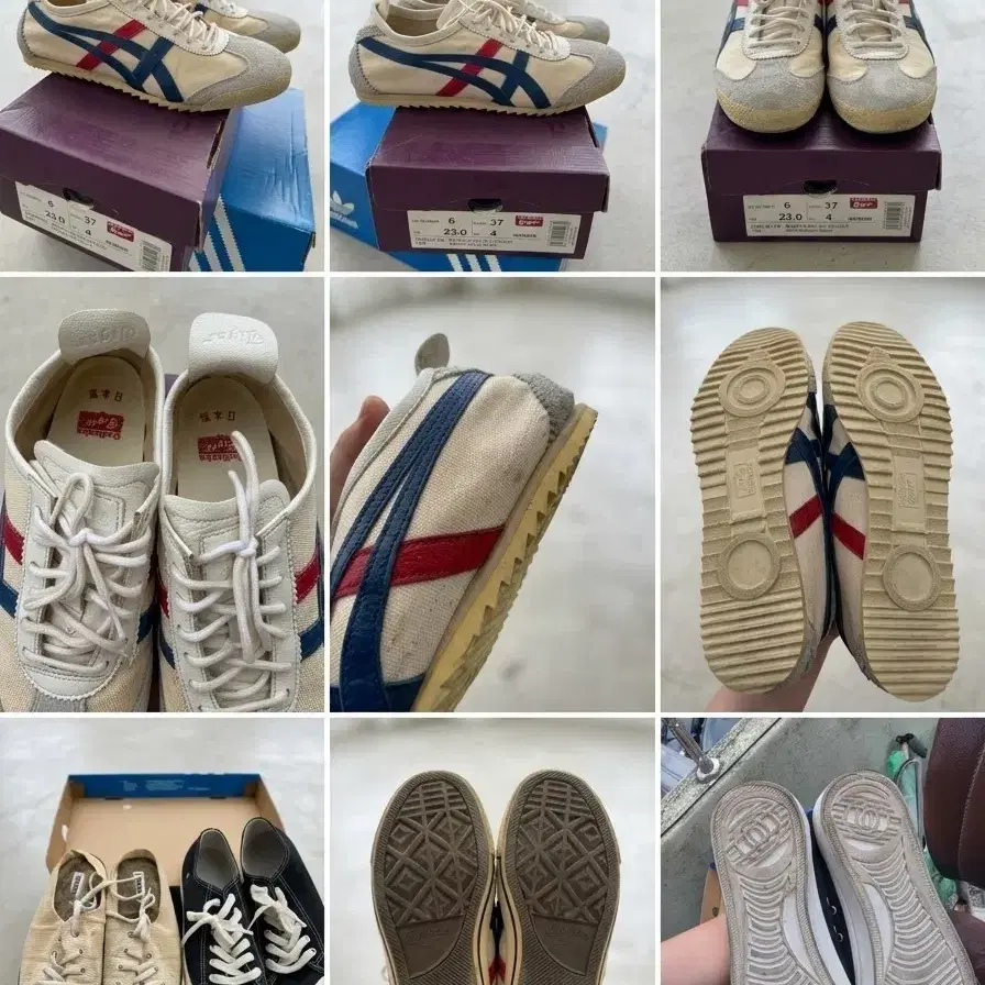 오니츠카타이거 멕시코 66 디럭스 (니폰 메이드) 블루 레드 화이트 , 무지퍼셀, 컨버스 올스타 코듀로이 뮬
