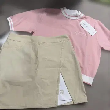 미사용 새상품 택 포함 테일러메이드 핑크 베이지 세트S