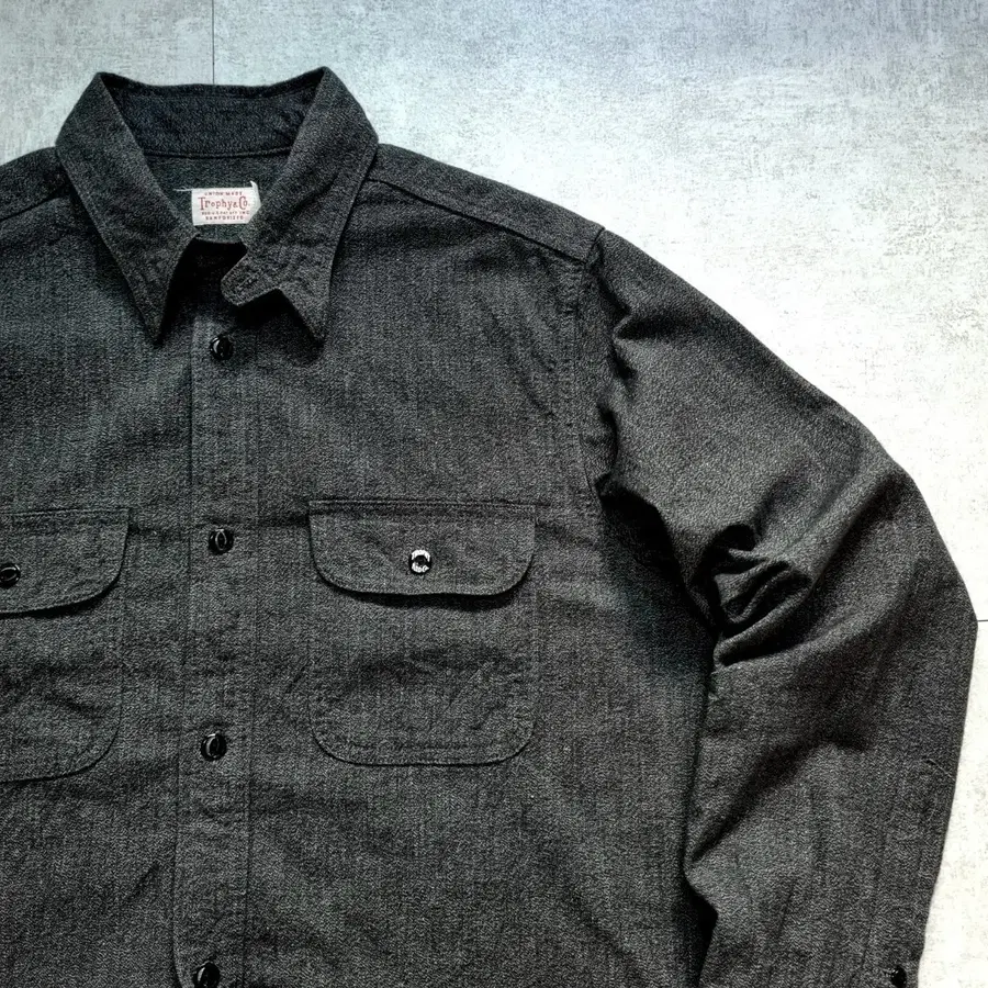 트로피 클로딩 40s Black Pepper Work Shirt 16 sz [New]