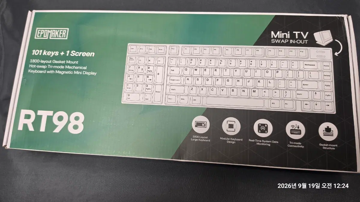 EPOMAKER RT98 101키 기계식 키보드 (화이트) 키패드 좌.우 스왑 가능