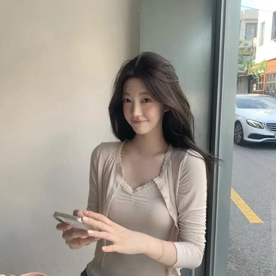 루나 레이스 나시 가디건 세트