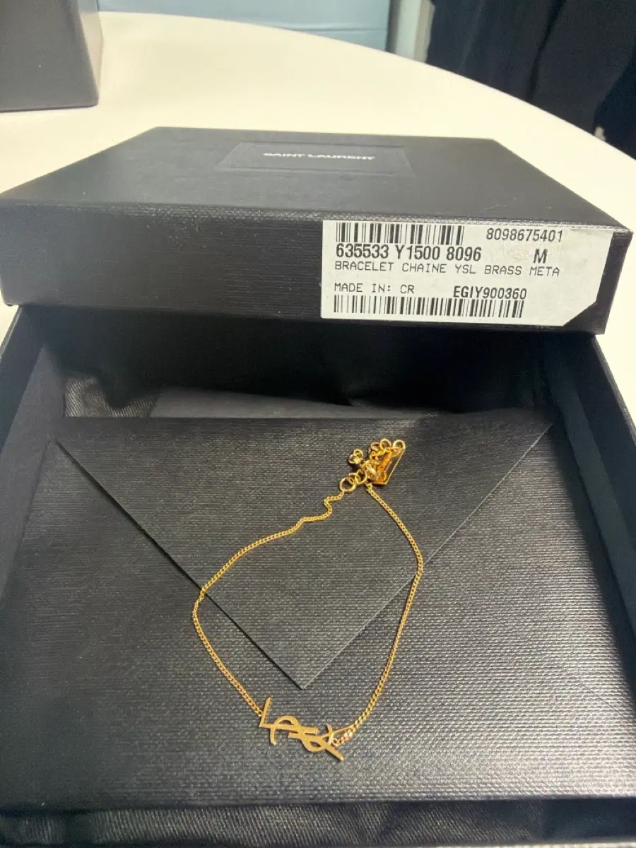 생로랑 YSL  체인 팔찌 M 로즈골드