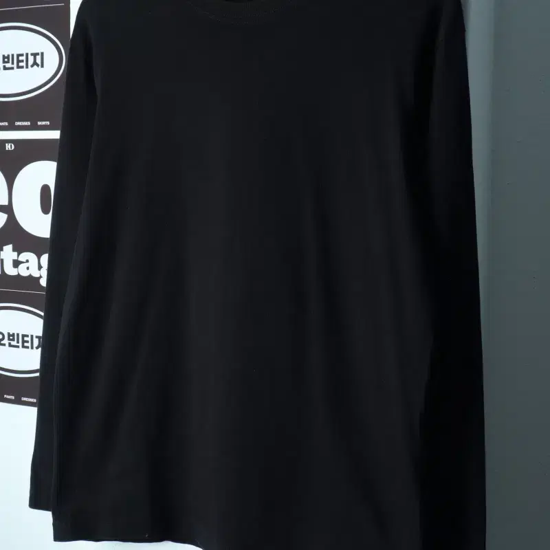 (S-M) 무신사 스탠다드 긴팔티셔츠 무지 블랙 기본-H39794