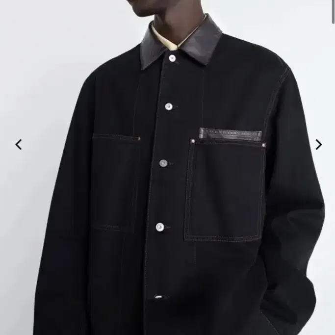 26SS 르메르 워크웨어 레더카라 오버셔츠 SH1261LD1071BK999 Black