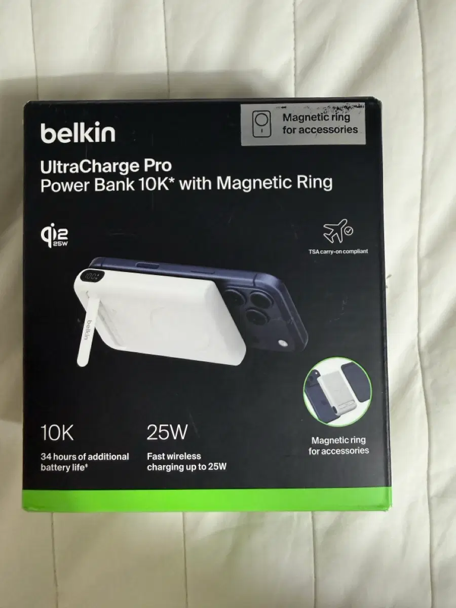 (개봉 새상품)밸킨 10000mAh Qi2 25W 마그네틱 고속 무선 충전 보조배터리 BPD014