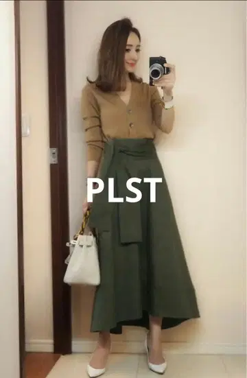 PLST 워셔블 울 V넥 가디건