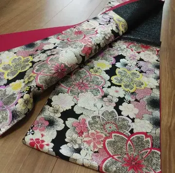 뛰어난 꽃무늬 & 컨디션 최상 [ 후쿠로 오비 사카니시 성인식 순수 실크 오비 결혼식 호몬기 시치고산 ]