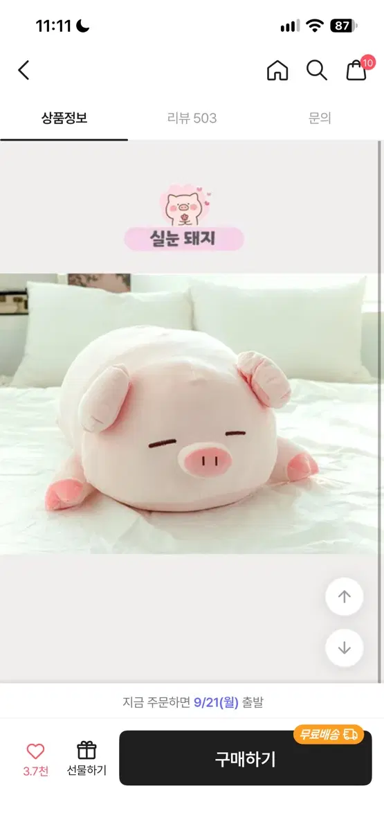 실눈 돼지 인형